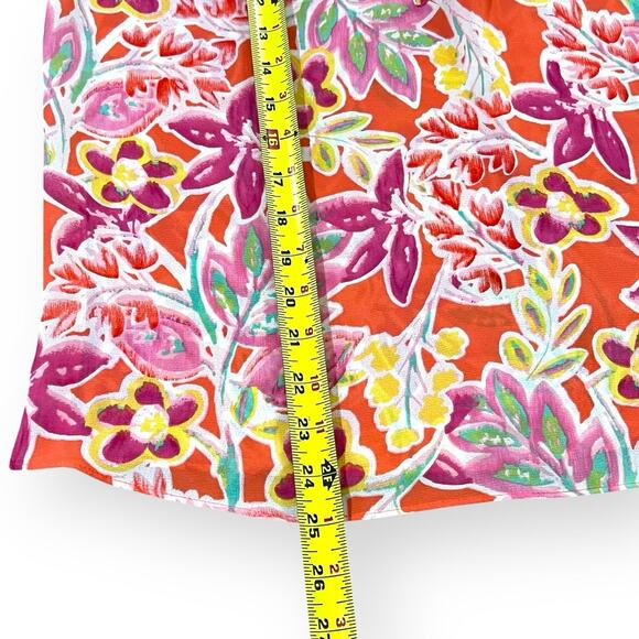 Ralph Lauren CHAPS Womens Blouse Top XS Sheer Chiffon Orange Pink Floral Popover - Picture 8 of 8